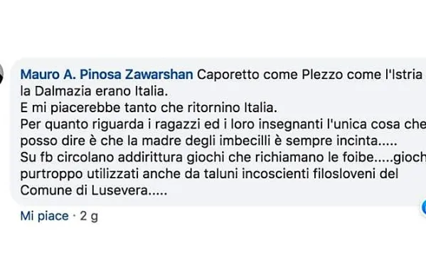 Zapis podžupana občine Bardo na facebooku, preden ga je 
umaknil.