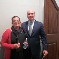Predsednica Skupnosti Italijanov Manuela Rojec in piranski župan 
Đenio Zadković
