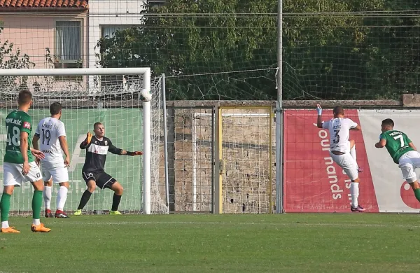 Tako je Olimpijin Luka Menalo (desno) poleti v Sežani zatresel 
domačo mrežo.