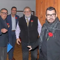 Milan Rakovac, Franco Juri, Ervin Hladnik Milharčič in Aljoša Pužar 
(z leve) tik  pred odhodom na oder