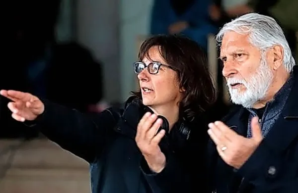 Režiserka Katja Colja in Boris Cavazza med snemanjem filma. 