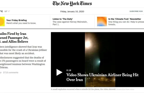 Videoposnetek na strani New York Timesa prikazuje svetlobno 
točko, ki se hitro premika, nato pa pride do eksplozije, nakar se 
svetla točka premika v drugo smer.