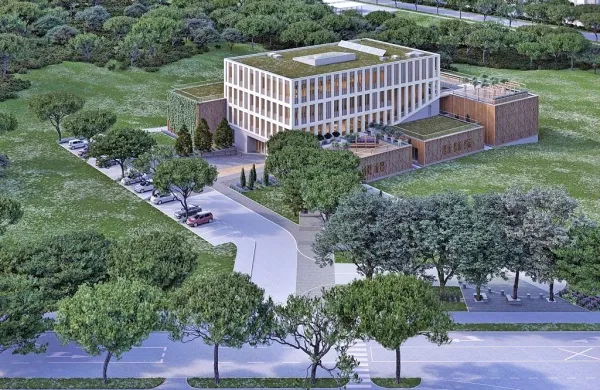 Posebnost stavb inštituta InnoRenew CoE je hibridna konstrukcija 
lesa, betona in jekla. Zgornja tri nadstropja glavne stavbe bodo v 
celoti lesena, zato bo to največja lesena zgradba v Sloveniji 
doslej.