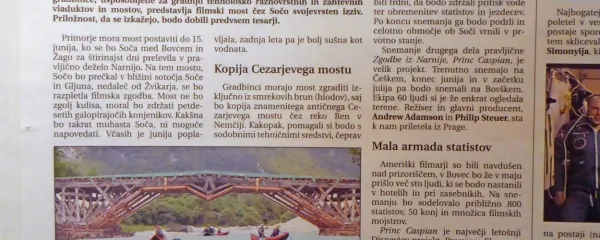 Primorje Ajdovščina je podpisalo pogodbo za gradnjo mostu čez 
Sočo za Disneyjev film.