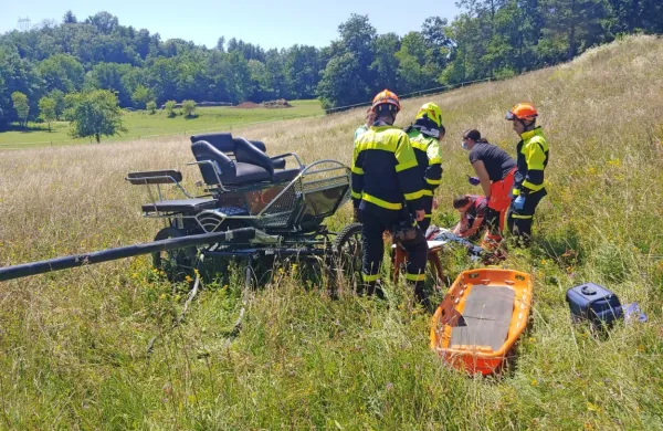 Konji so se prestra&scaron;ili, kočijaž hudo po&scaron;kodovan