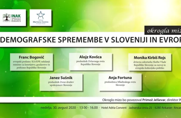 Vabilo na okroglo mizo Demografske spremembe v Sloveniji in Evropi