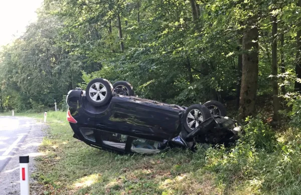 Voznik je peljal proti Gozdu in nato zapeljal levo s ceste, kjer je trčil 
v drevo.  