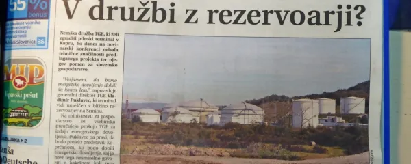 Nemška družba TGE je želela v Kopru zgraditi plinski terminal. 