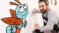 David Krančan ob knjižnem molju iz Poti knjige  