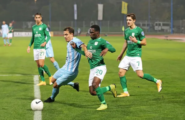 Goran Cvijanović (v belo-modrem dresu Gorice) je bil proti Olimpiji zelo blizu drugemu zadetku v razmaku nekaj dni.