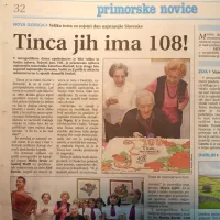 Najstarejša Slovenka Katarina Marinič iz Deskel v praznovala 108. 
rojstni dan.  
