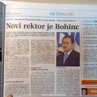 Dr. Rado Bohinc je postal novi rektor Univerze na Primorskem. Na 
tem mestu je nasledil dr. Lucijo Čok. 