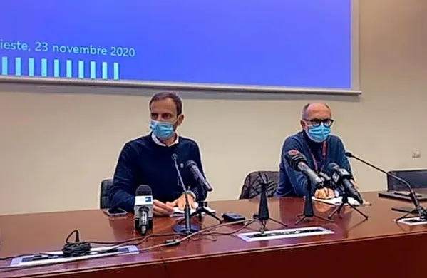 Predsednik FJK Massimiliano Fedriga in deželni odbornik za 
zdravstvo ter podpredsednik FJK Riccardo Riccardi 