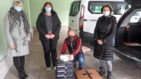Z leve: Nataša Benčič, ravnateljica OŠ Dante Alighieri Cristina 
Valentič Kostić ter člana lionsov Nelson Šorgo in Miriam Feder  