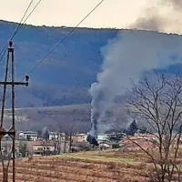 Črn oblak dima, ki se vije iz požarišča, so opazili tudi na italijanski 
strani meje. (Foto vir: GENG/Primorski dnevnik)