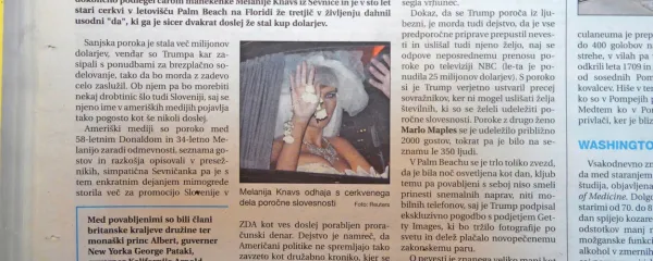 

Ameriški finančni mogotec Donald Trump se je poročil s slovensko 
manekenko Melanijo Knavs.