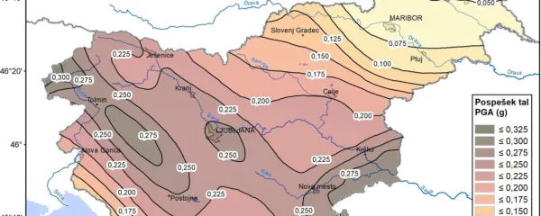 Na novi karti potresne nevarnosti je Primorska v vseh območjih.