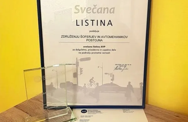 Častna “nagrada” za dolgoletno skrb za varnost v prometu