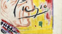 Pilonova upodobitev  Pabla Picassa, ilustracija za avtobiografijo 
Na robu