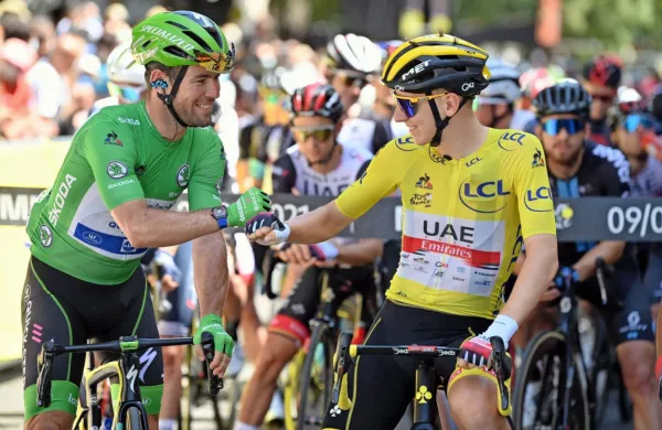 Mark Cavendish in Tadej Pogačar 