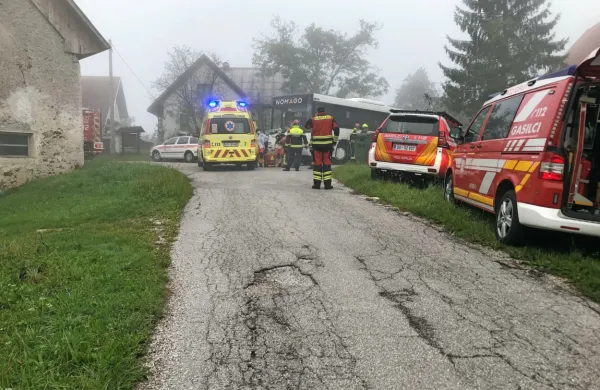 Avtobus trčil v pe&scaron;akinjo