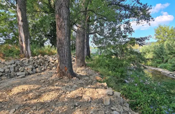Nekatere  domačine skrbi zasipavanje terena nad brežinami reke 
Rižane v bližini turistične kmetije Mlin.