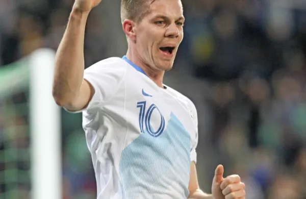 Miha Zajc je v četrtek dosegel prvi slovenski gol na Slovaškem. 