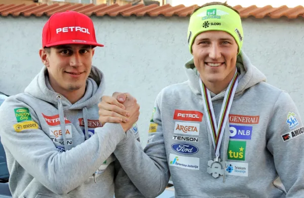 Žan Kranjec (levo) in Štefan Hadalin sta na edini paralelni tekmi 
sezone ujela uvrstitev v prvo deseterico.