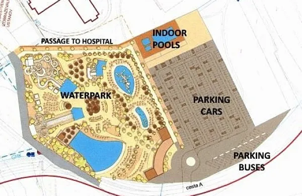 Vodni park v Postojni bi po sedanjih načrtih ponujal tri notranje bazene  in zunanji zabaviščni del. 