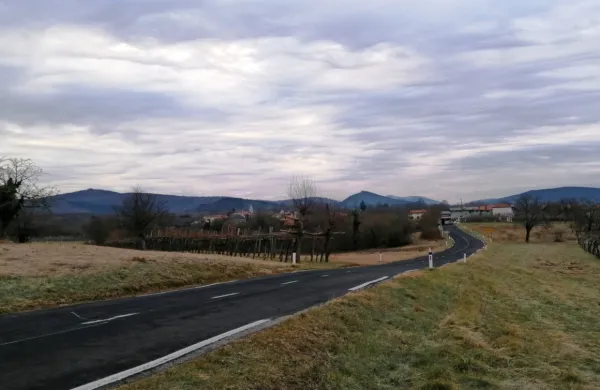 Cesta med Štorjami in Štanjelom je preozka za vedno večje število 
tovornjakov.
