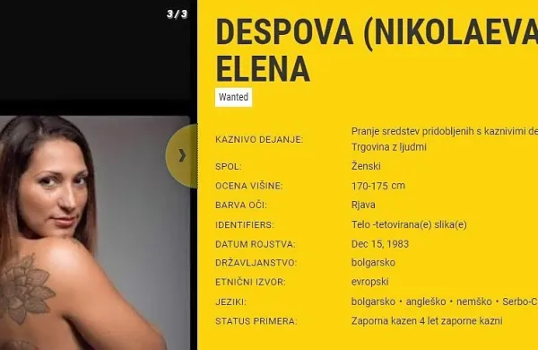 Eleno  Nikolaevo  Despovo  koprsko  sodišče   išče, ker ji  niso  uspeli  vročiti  poziva na prestajanje štiriletne  zaporne  kazni.