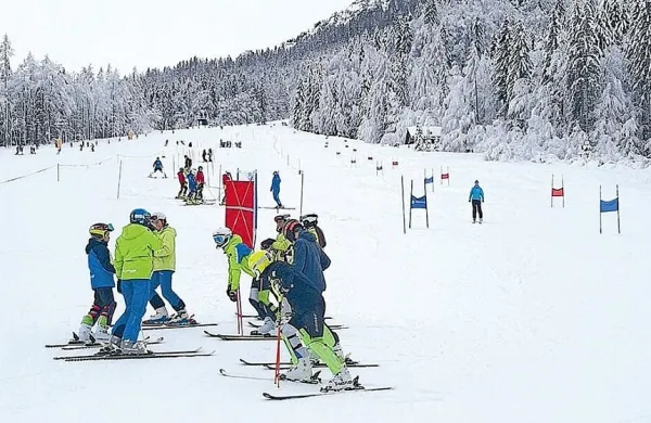 V Kranjski Gori so  mladi smučarji tekmovali v  lepi  snežni kulisi.