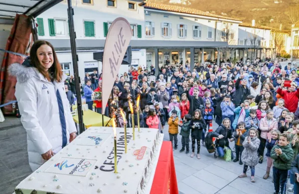 Vrhunec sprejema  je bil prižig sveč na Mlinotestovi olimpijski 
torti.
