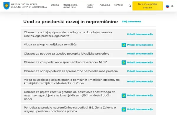 Trenutno je elektronska oddaja mogoča za 19 vlog. Te so posebej 
označene.