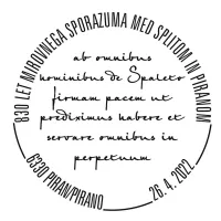   

Priložnostni poštni žig, ki ga je oblikovalo 
društvo “FND HIPPOKAMPOS” (Filatelistično numizmatično društvo Piran)