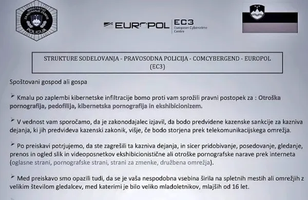 V    lažnem  sporočilu, ki naj bi ga podpisal Anton  Olaj,     goljufi    
naslovnike,  ki jih povezujejo  s pedofilijo,   pozivajo,  naj  se  jim  
oglasijo    na   elektronski  naslov.  