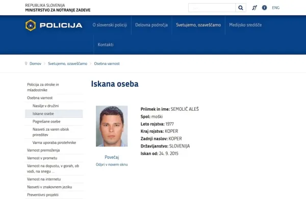 Aleša  Semoliča  so    po  sedmih  letih  bega  prijeli  na  Hrvaškem.  