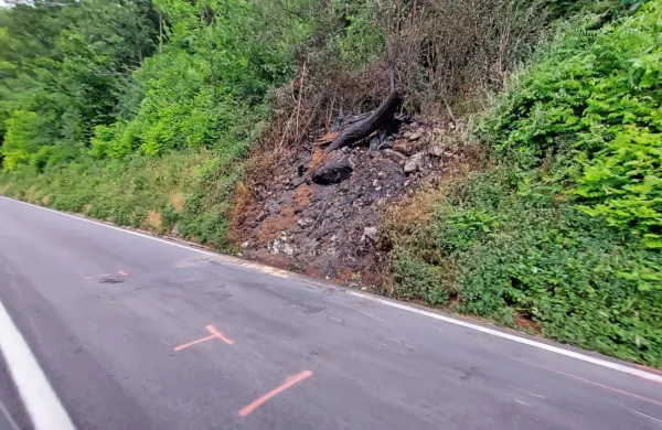 Po trku sta    motor  in     avtomobil zagorela, ogenj  se  je     razširil   še  na     obcestno  brežino.