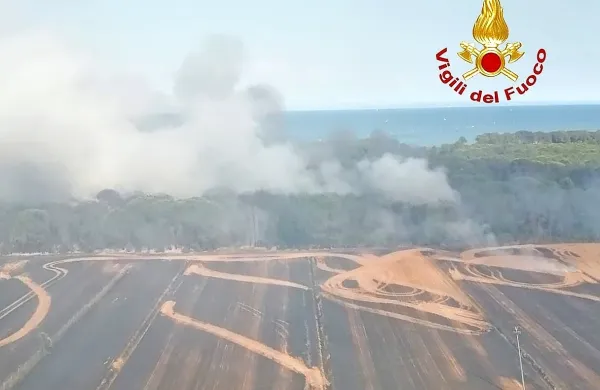 V turističnem kraju Bibione se je z ognjem borilo več gasilskih enot 
in gasilski helikopter.