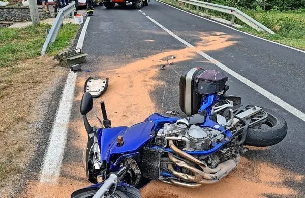 Motorist iz okolice Ilirske Bistrice se je iz nevarne situacije kljub 
padcu zelo uspešno rešil.