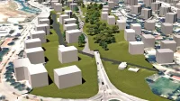Na vizualni simulaciji projekta je vidno, da bi  območje dosedanje 
regionalne ceste ozelenili, pod površino pa bi zgradili parkirno 
hišo.  