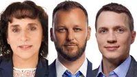Aktualna županja Alenka &Scaron;trucl Dovgan z dvema izzivalcema