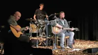 Mefa so na koncertni predstavitvi novega albuma spremljali (z 
leve) Aljoša Mislej, Armando Šturman, Gregor Brajkovič in Gorast 
Radojevič.