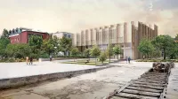 Kulturni center, kot so si ga zamislili prvonagrajeni  arhitekti. Vrisan  je tudi na območju Ribe, ki ni v lasti občine.  