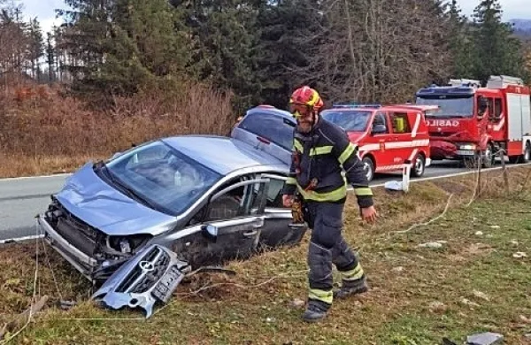 Voznica je s ceste zapeljala v jarek
