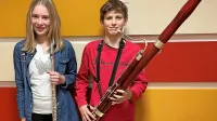 Flavtistka  Rebeka Koren in fagotist Primož Furlan