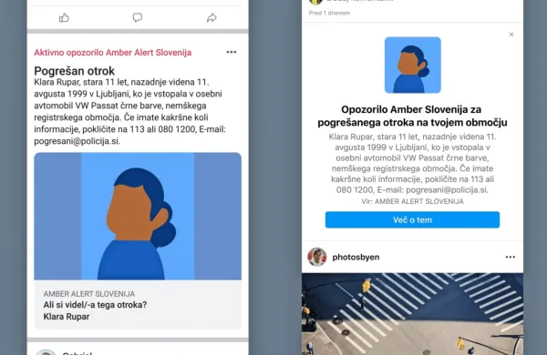 Vzorčen  primer  objave  podatkov  o  pogrešanem  otroku 