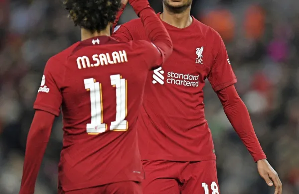 Mohamed Salah in Codey Gakpo (desno) bosta napadalna aduta 
Liverpoola  proti madridskemu Realu.  
