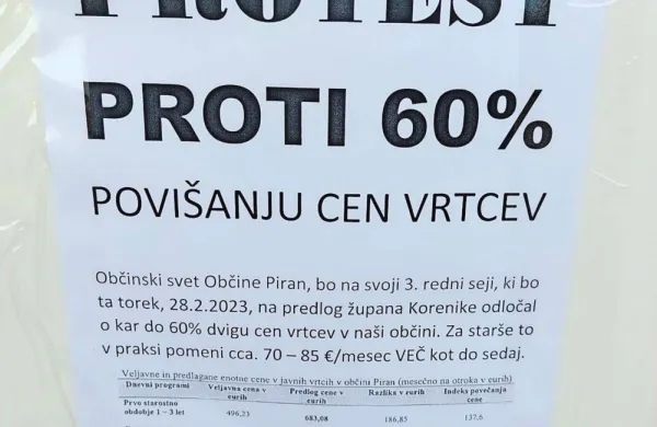 Letak, s katerim na jutrišnji protest v Lucijo vabijo starši vrtčevskih 
otrok.