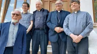 Srečanje so predstavili (z leve) Silvester Gabršček, Aleks Birsa 
Jogan, Jurij Bizjak, Peter Štumpf in Primož Krečič.  
